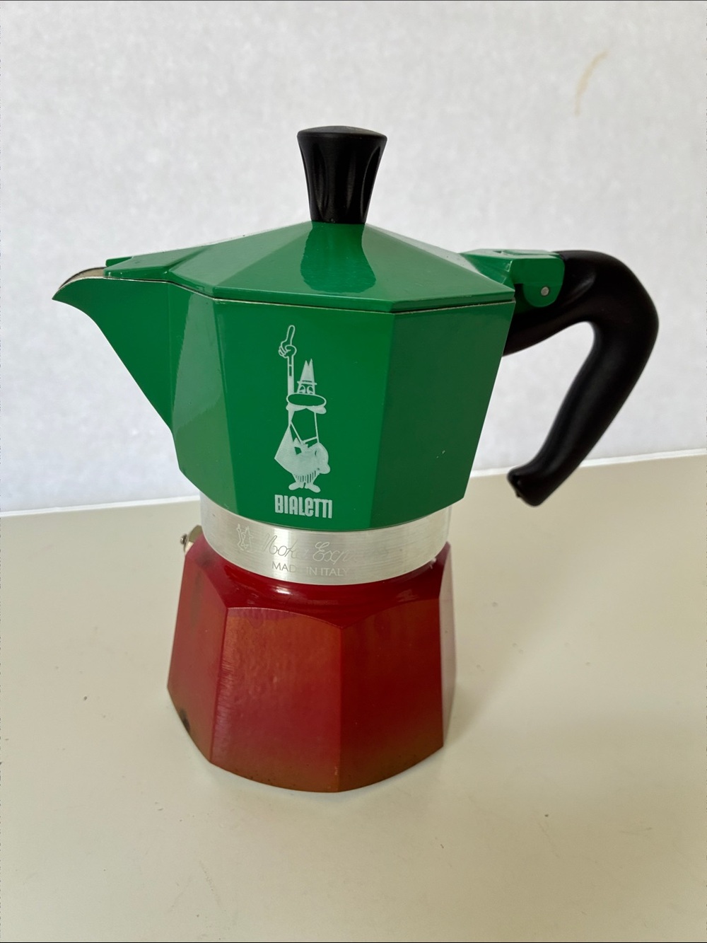 Bialetti Moka Express Two-Tone Stovetop Espresso Maker in Green and Red